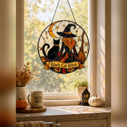 Halloween Acrylic Decor Black Cat Witch