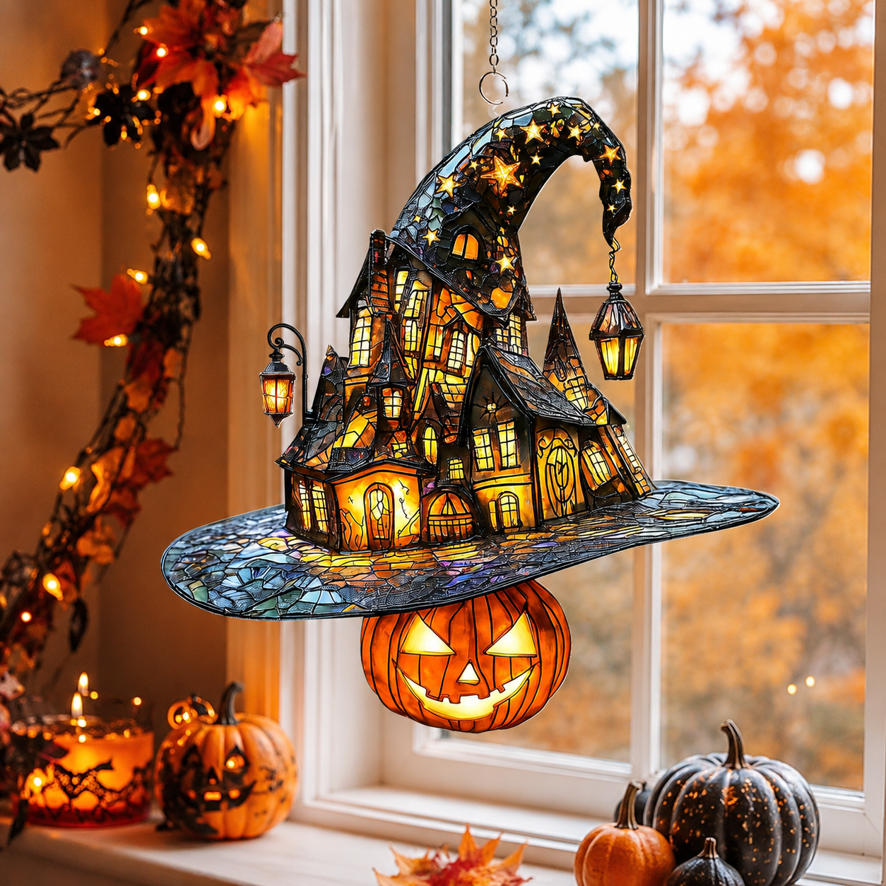 Halloween Acrylic Decor Witch Suncatcher