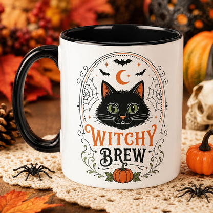 Halloween Black Cat Witchy Brew Ceramic Coffee Mug