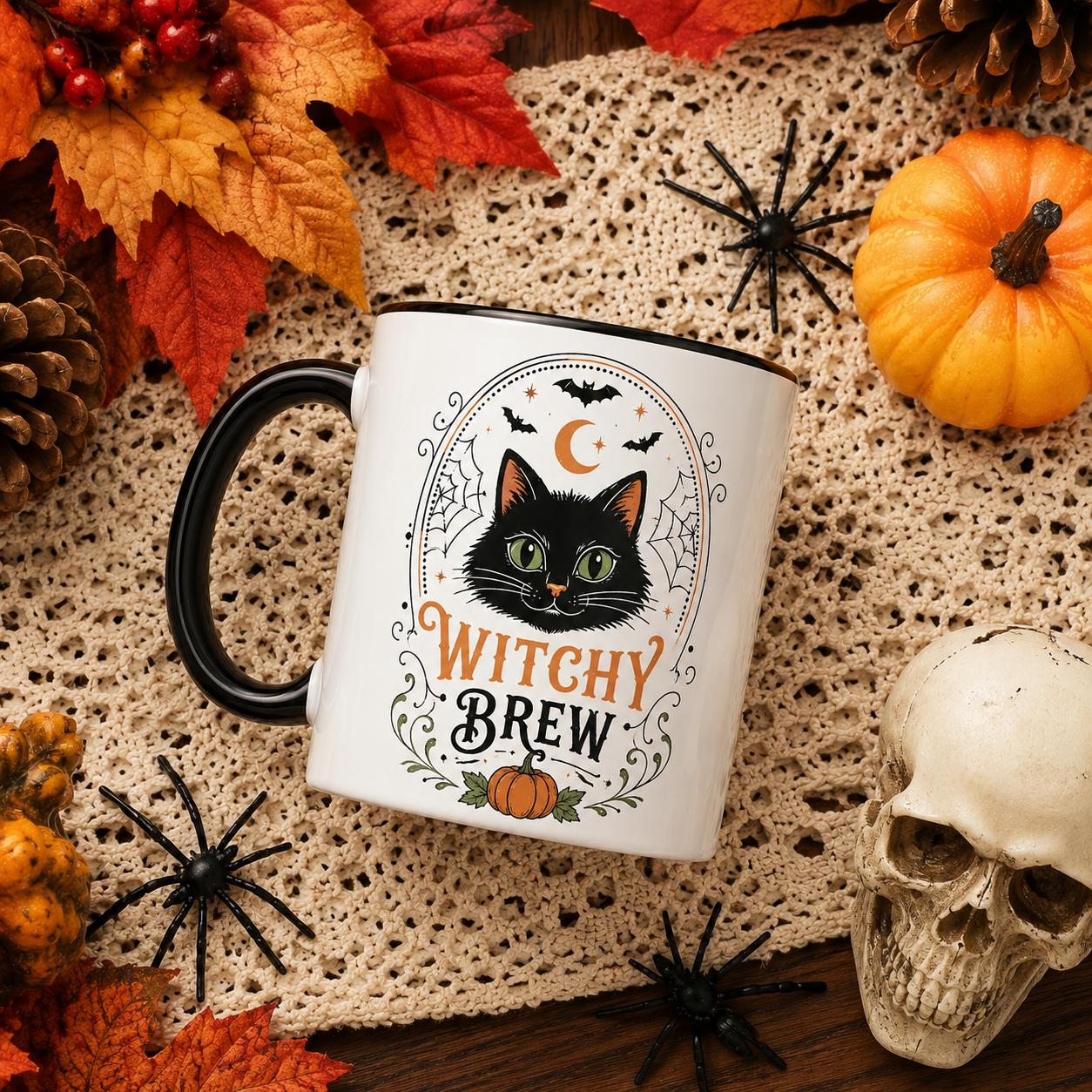 Halloween Black Cat Witchy Brew Ceramic Coffee Mug