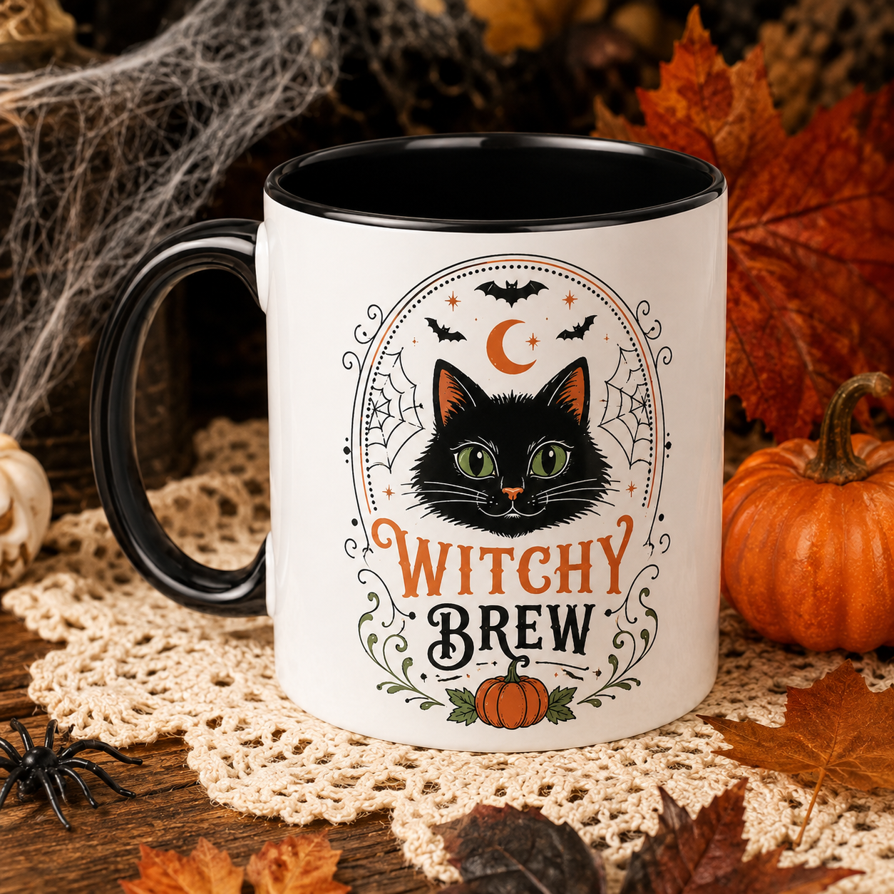 Halloween Black Cat Witchy Brew Ceramic Coffee Mug