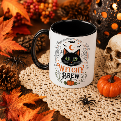 Halloween Black Cat Witchy Brew Ceramic Coffee Mug