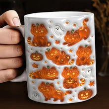 Halloween Pumpkin Cats & Ghosts Ceramic Coffee Mug