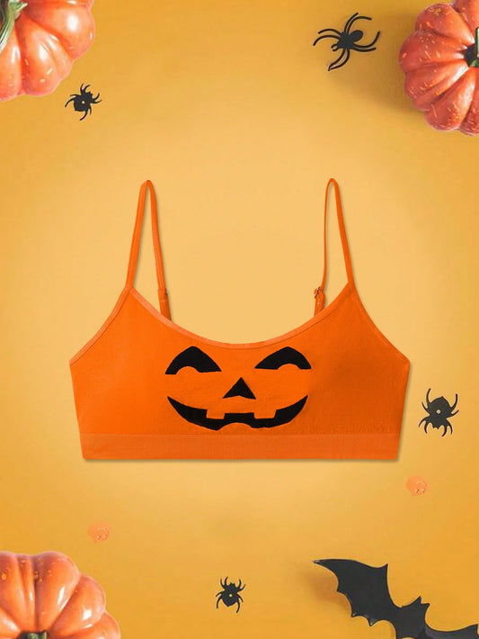 Halloween Pumpkin Orange Cami Bralette Top