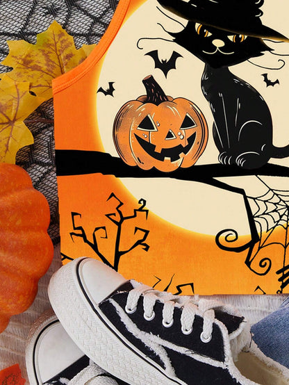 Halloween Pumpkin Skinny Tank Top
