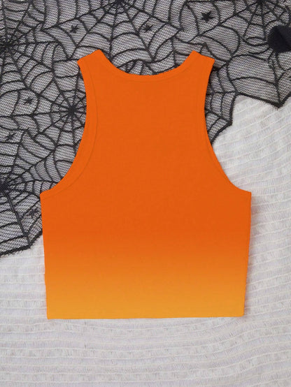 Halloween Pumpkin Skinny Tank Top