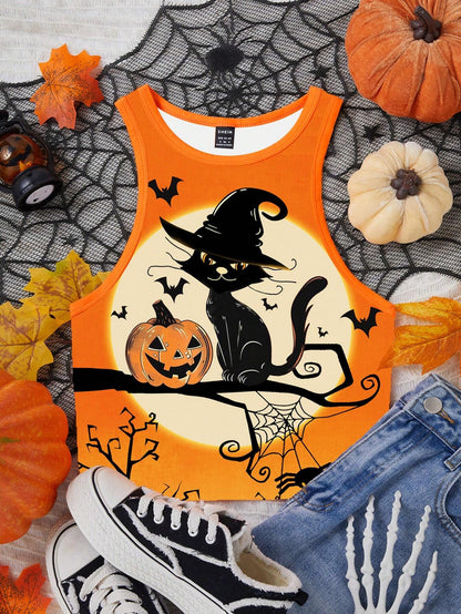 Halloween Pumpkin Skinny Tank Top