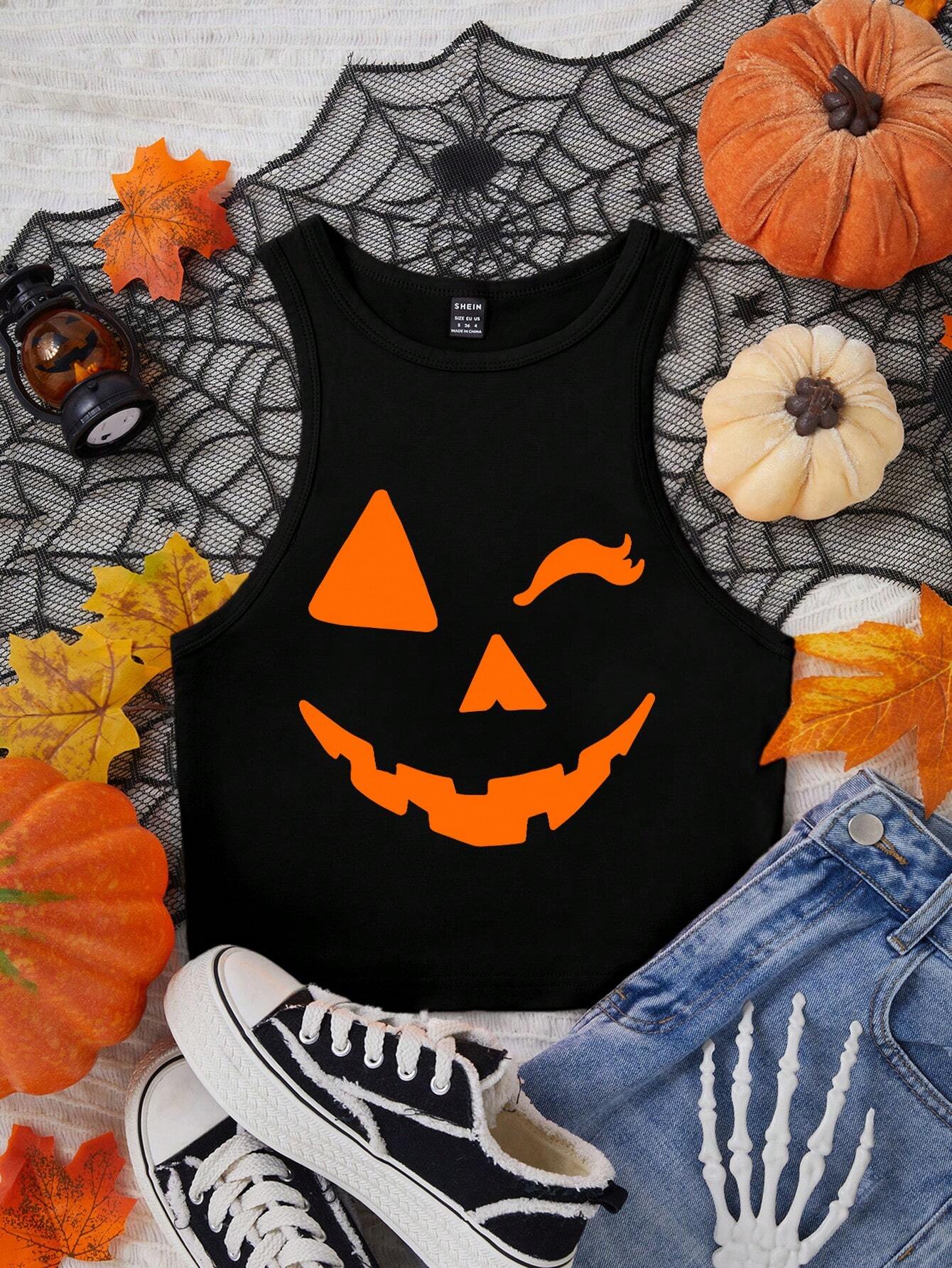 Halloween Pumpkin Tight Tank Top