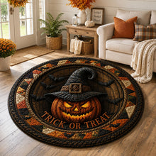 Halloween Pumpkin Witch Hat Round Area Rug