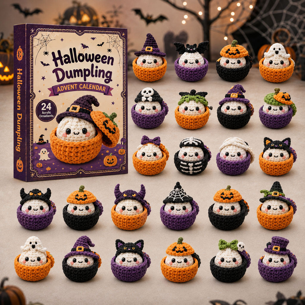 HALLOWEEN KICKOFF 40% OFF - Halloween Dumpling Advent Calendar 2026 - 24-Day Festive Countdown, Acrylic Charms Blind Box - Gift For Crochet Lovers AC0HA174