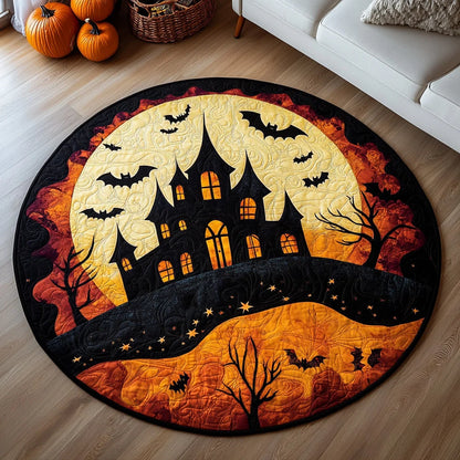 Haunted Castle Halloween Quilt Round Rug