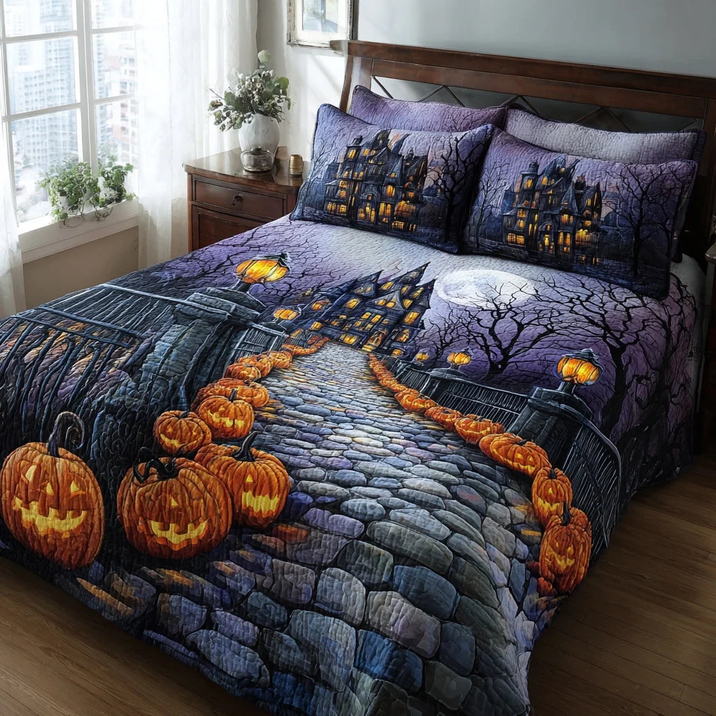 Haunted Castle Pumpkin Halloween Bedding Set