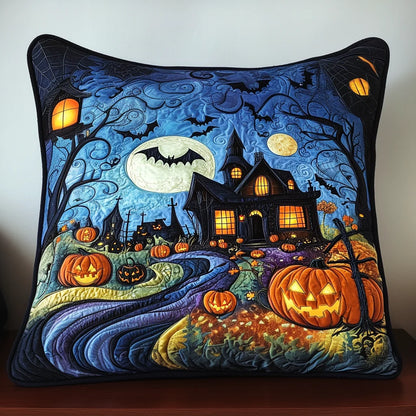 Haunted House Halloween Quilted Pillow Case