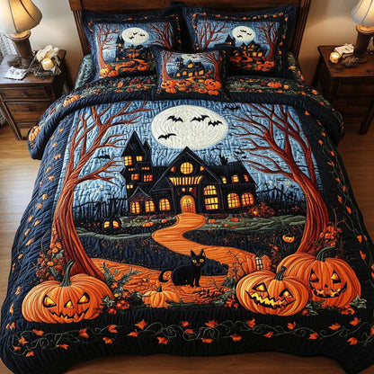 Haunted House Pumpkin Halloween Bedding Set