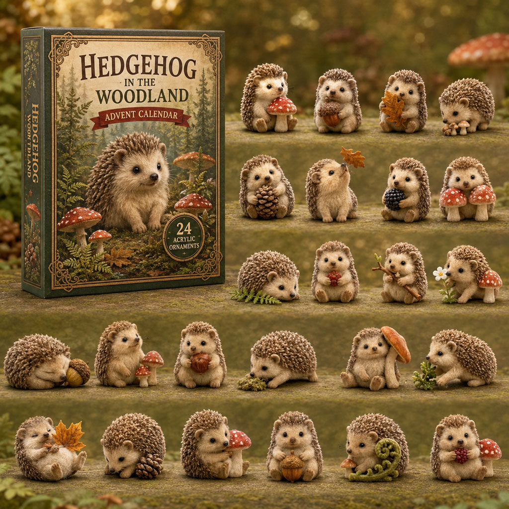 CHRISTMAS KICKOFF 40% OFF - Hedgehog In The Woodland Advent Calendar 2026 - 24-Day Festive Countdown, Acrylic Charms Blind Box - Gift For Hedgehog Lovers AC0TM136
