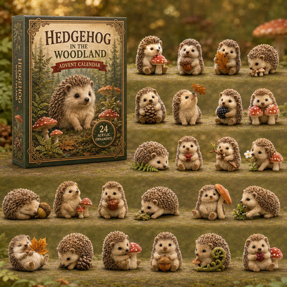 CHRISTMAS KICKOFF 40% OFF - Hedgehog In The Woodland Advent Calendar 2026 - 24-Day Festive Countdown, Acrylic Charms Blind Box - Gift For Hedgehog Lovers AC0TM136