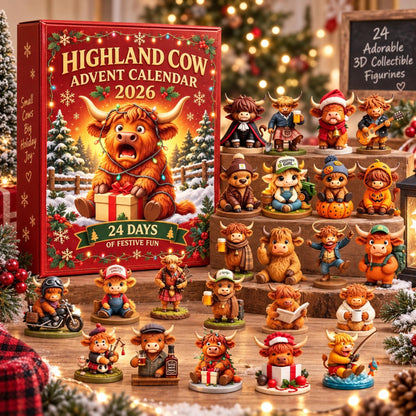 Highland Cow Advent Calendar 2026: 24 Collectible 3D Figures