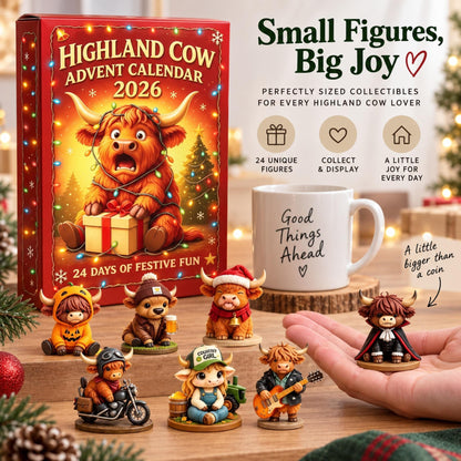 Highland Cow Advent Calendar 2026: 24 Collectible 3D Figures