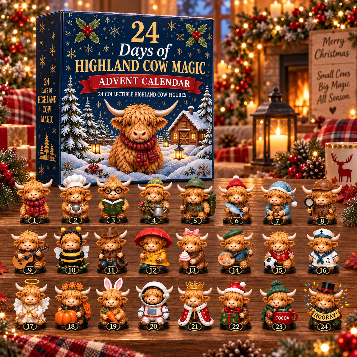 Highland Cow Advent Calendar 2026: 24 Collectible Figures