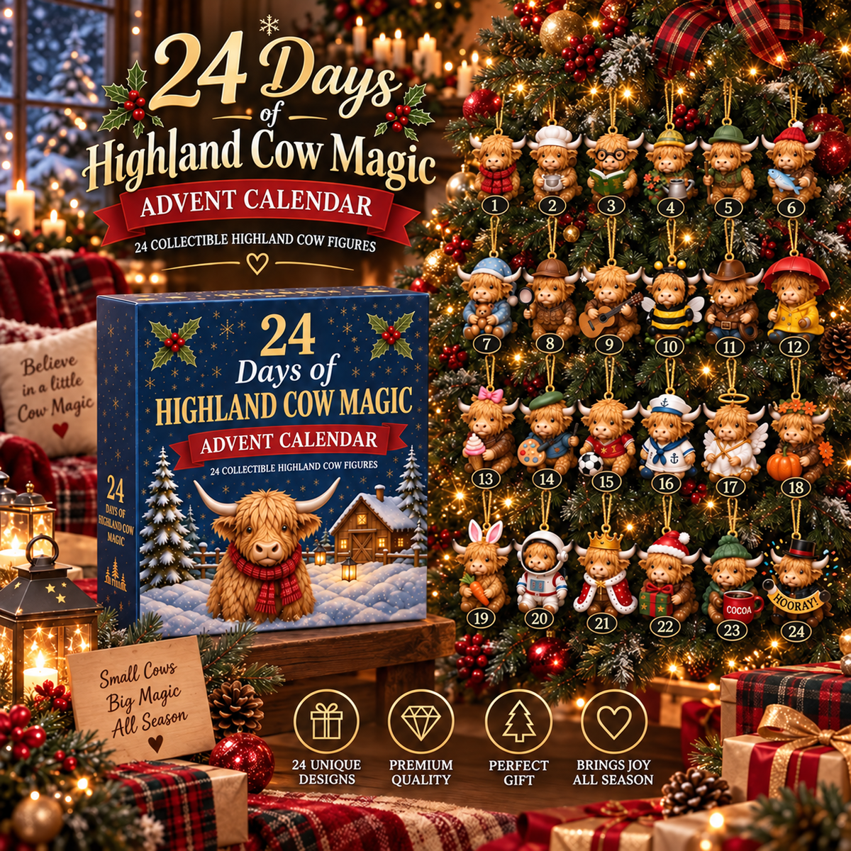 Highland Cow Advent Calendar 2026: 24 Collectible Figures