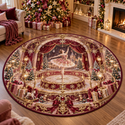 Holiday Music Box Ballerina Christmas Quilted Round Rug