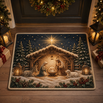 Holy Nativity Scene Holiday Decorative Christmas Gate Doormat