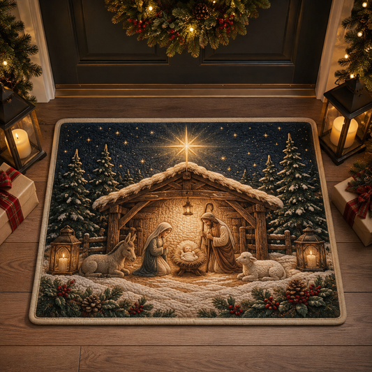 Holy Nativity Scene Holiday Decorative Christmas Gate Doormat