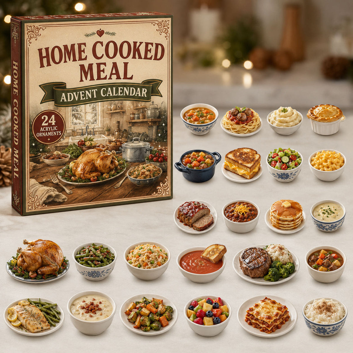 CHRISTMAS KICKOFF 40% OFF - Home Cooked Meal Advent Calendar 2026 - 24-Day Festive Countdown, Acrylic Charms Blind Box - Gift For Cooking Lovers