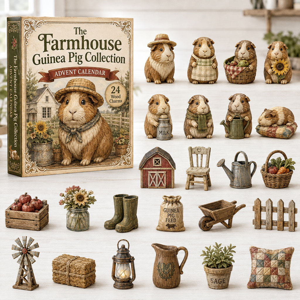 CHRISTMAS KICKOFF 40% OFF - Homestead Guinea Advent Calendar 2026 - 24-Day Festive Countdown, Wooden Charms Blind Box - Gift For Guinea Pig Lovers AC0TH054