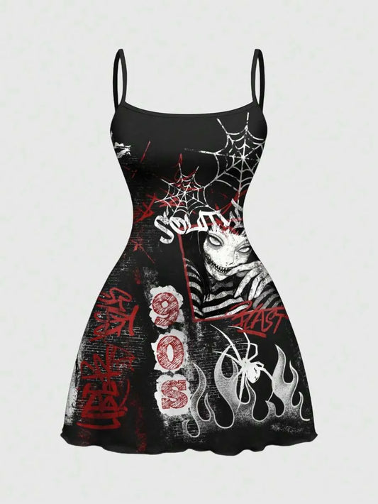 Horror Bloody Eye Anime Mini Dress