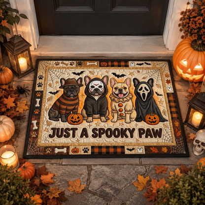 Horror Movies Frenchie Dogs Just A Spooky Paw Halloween Gate Doormat