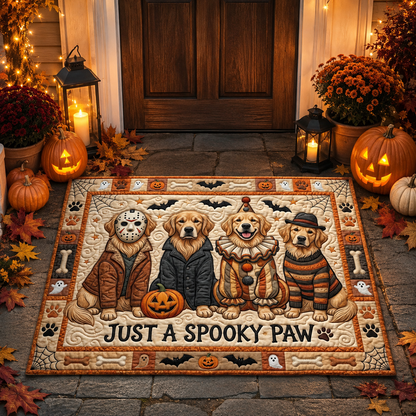 Horror Movies Golden Retriever Just A Spooky Paw Halloween Gate Doormat