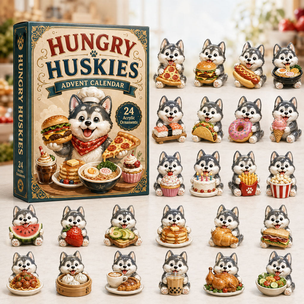 CHRISMAST KICKOFF 40% OFF - Hungry Huskies Advent Calendar 2026 - 24-Day Festive Countdown, Acrylic Charms Blind Box - Gift For Husky Lovers AC0HA096
