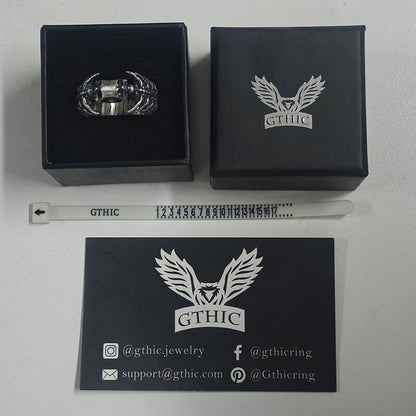 Gothic Skull Head Spine Sterling Silver Ring