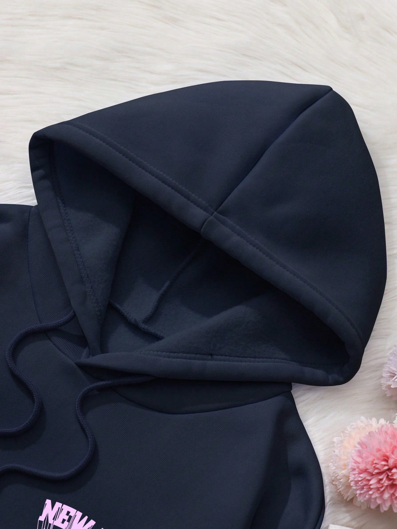 Letter Print Fleece Hoodie for Women Perfect Autumn & Winter Back-To-School Outfit