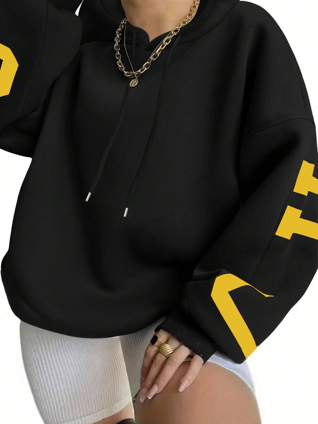 Trendy Letter Graphic Casual Pullover Hoodie for Women Fall & Back-to-School Must-Have
