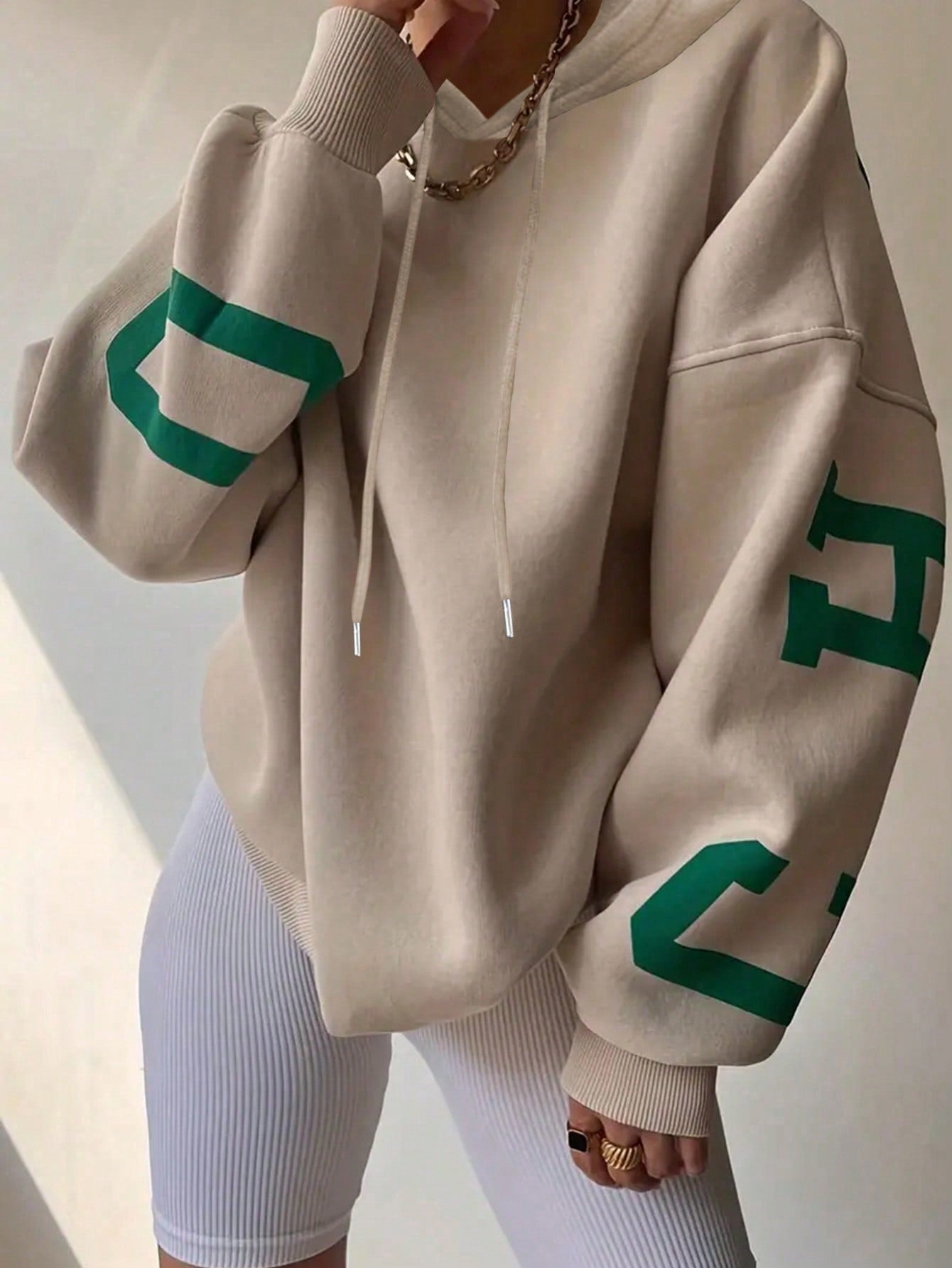 Short Length Hoodie With Text Print Graduation Women