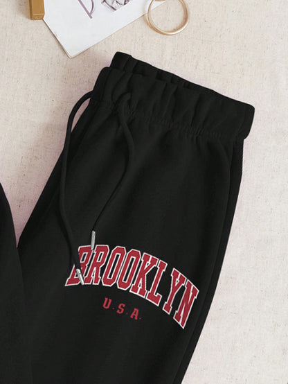 Women’s Casual Letter Print Hoodie and Sweatpants Set