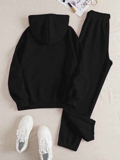 Women’s Casual Letter Print Hoodie and Sweatpants Set