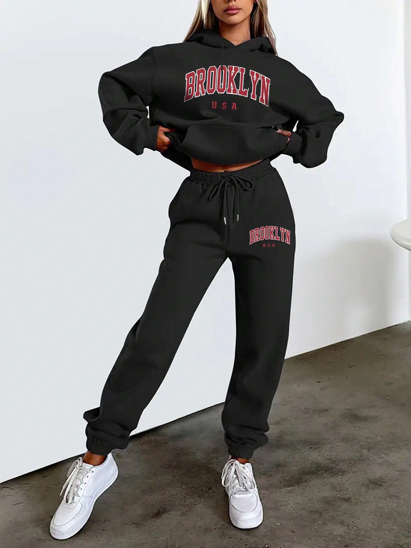 Women’s Casual Letter Print Hoodie and Sweatpants Set
