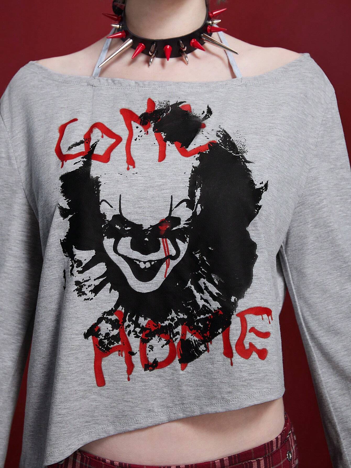 IT x PISIF Dark Punk Bell Sleeve Crop Top