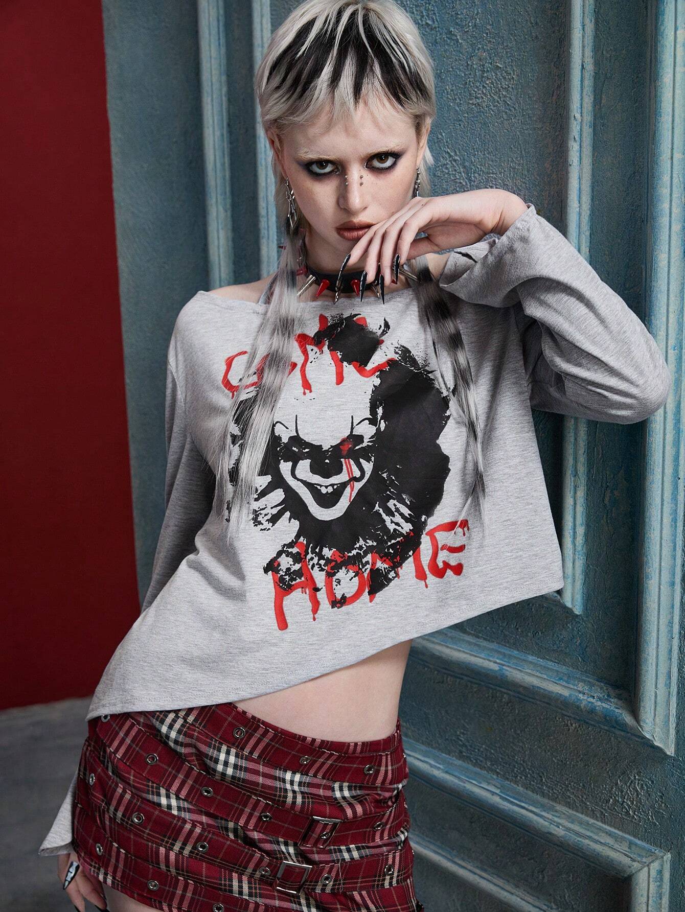 IT x PISIF Dark Punk Bell Sleeve Crop Top