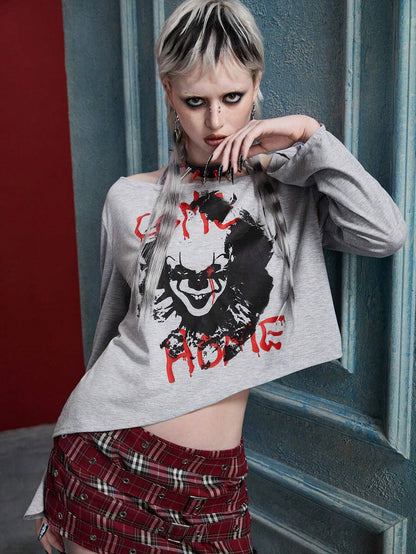 IT x PISIF Dark Punk Bell Sleeve Crop Top