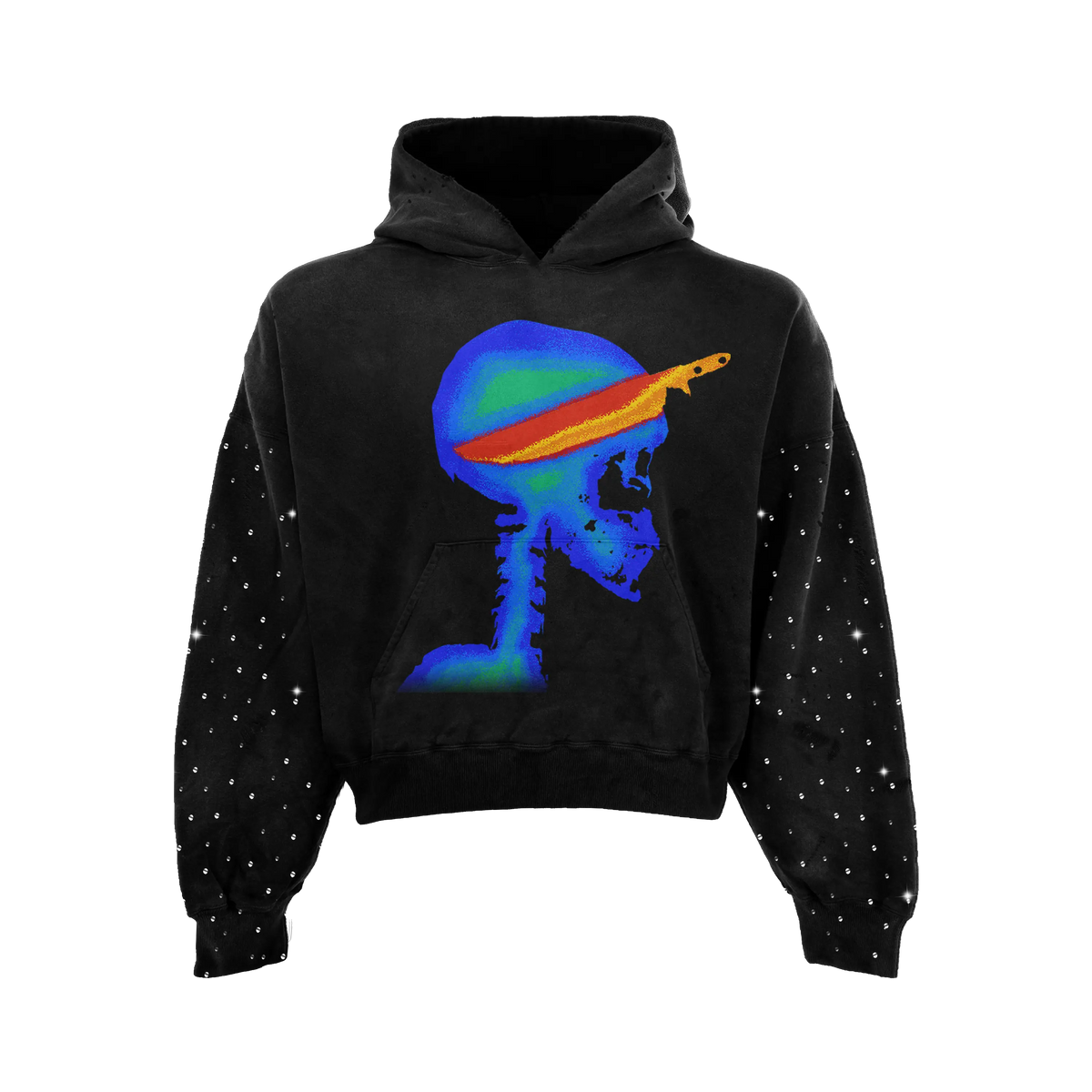 Infrared Skull Rhinestone Hoodie