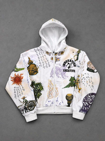 Innovative Creative Art Graphic Zip-Up Hoodie