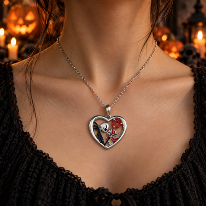Jack And Sally Heart Necklace Sterling Silver