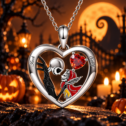 Jack And Sally Heart Necklace Sterling Silver