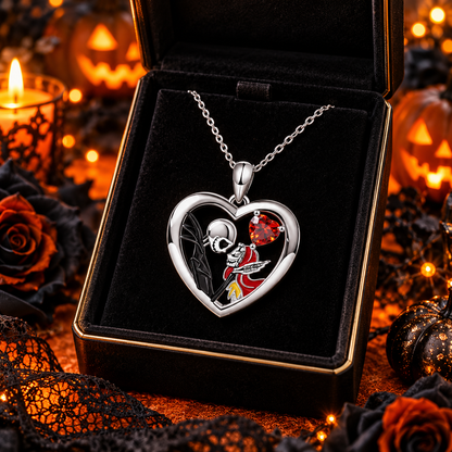 Jack And Sally Heart Necklace Sterling Silver