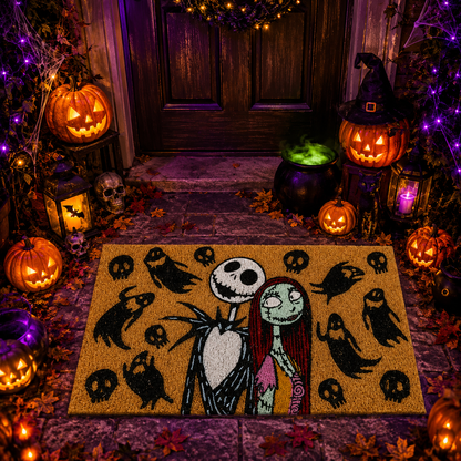 Jack And Sally Spooky Couple Halloween Gate Doormat