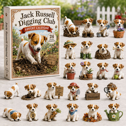 CHRISMAST KICKOFF 40% OFF - Jack Russell Digging Club Advent Calendar 2026 - 24-Day Festive Countdown, Acrylic Charms Blind Box - Gift For Jack Russell Lovers AC0HA103